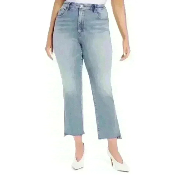 GOOD American Good Curve High Waist Raw Step Hem Straight Leg Jeans Size 0/25 - Picture 1 of 8